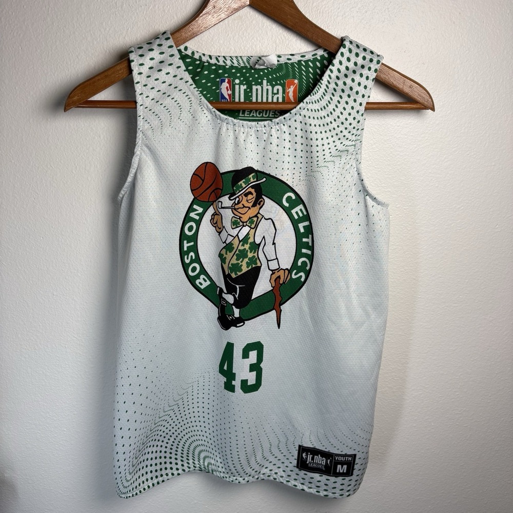 Boston Celtics Jr NBA Leagues Kids M Green White Basketball Jersey Reversible